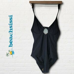 NWT Beachsissi Black One-Piece Keyhole Swimsuit Size Medium